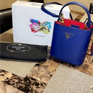 Small Saffiano Leather Prada Panier Bag